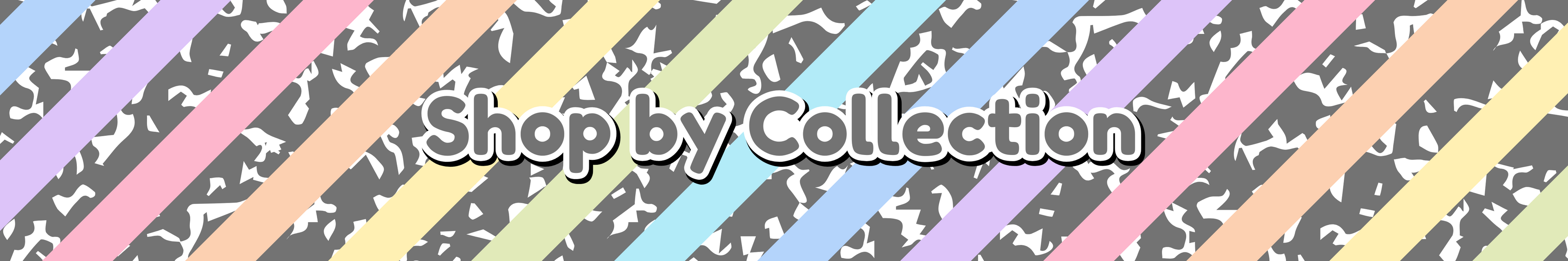 Banner inviting customers to shop classroom and daycare printable collections by theme in a colorful pastel rainbow layout.
