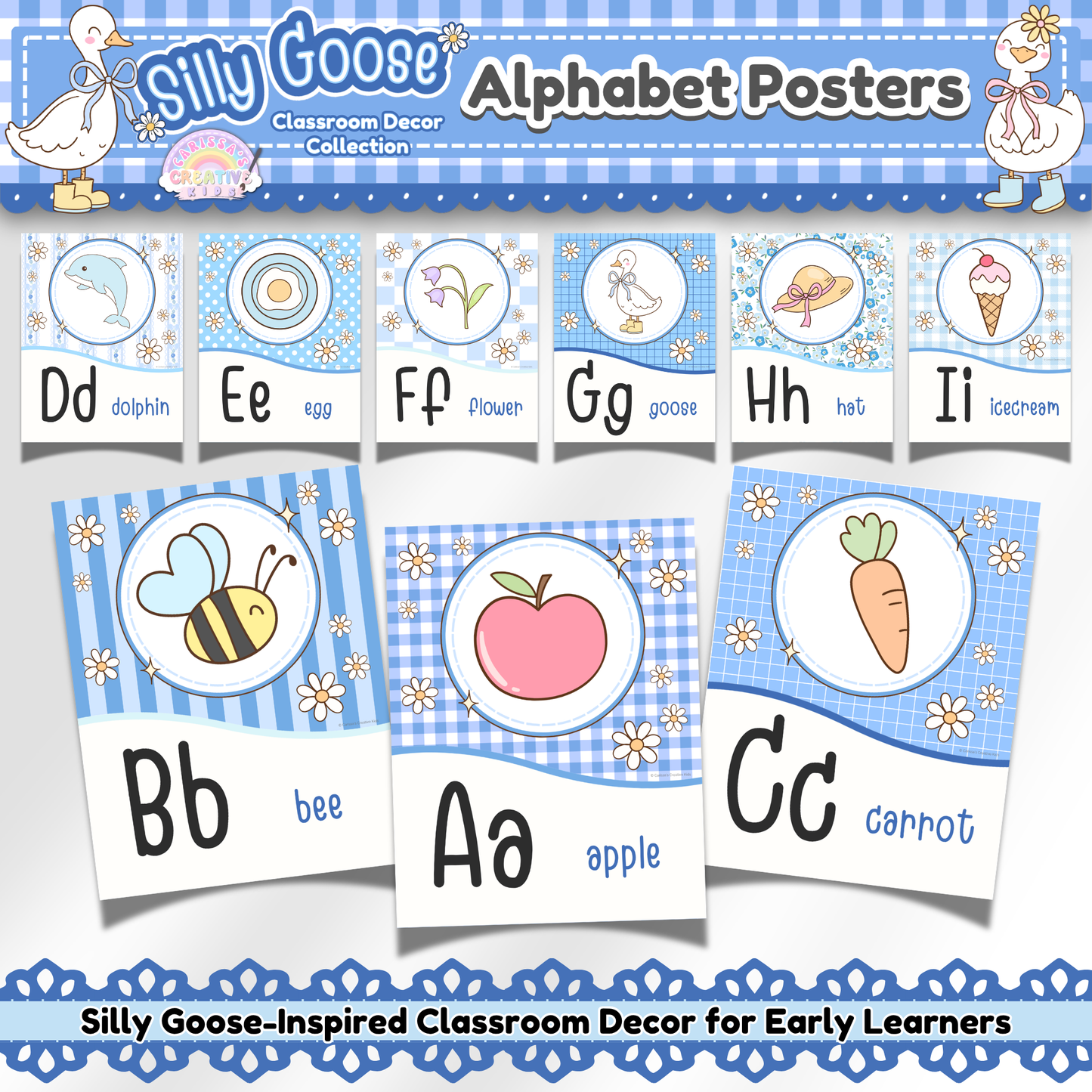 Silly Goose Alphabet Posters | Pastel Printable ABC Classroom Decor