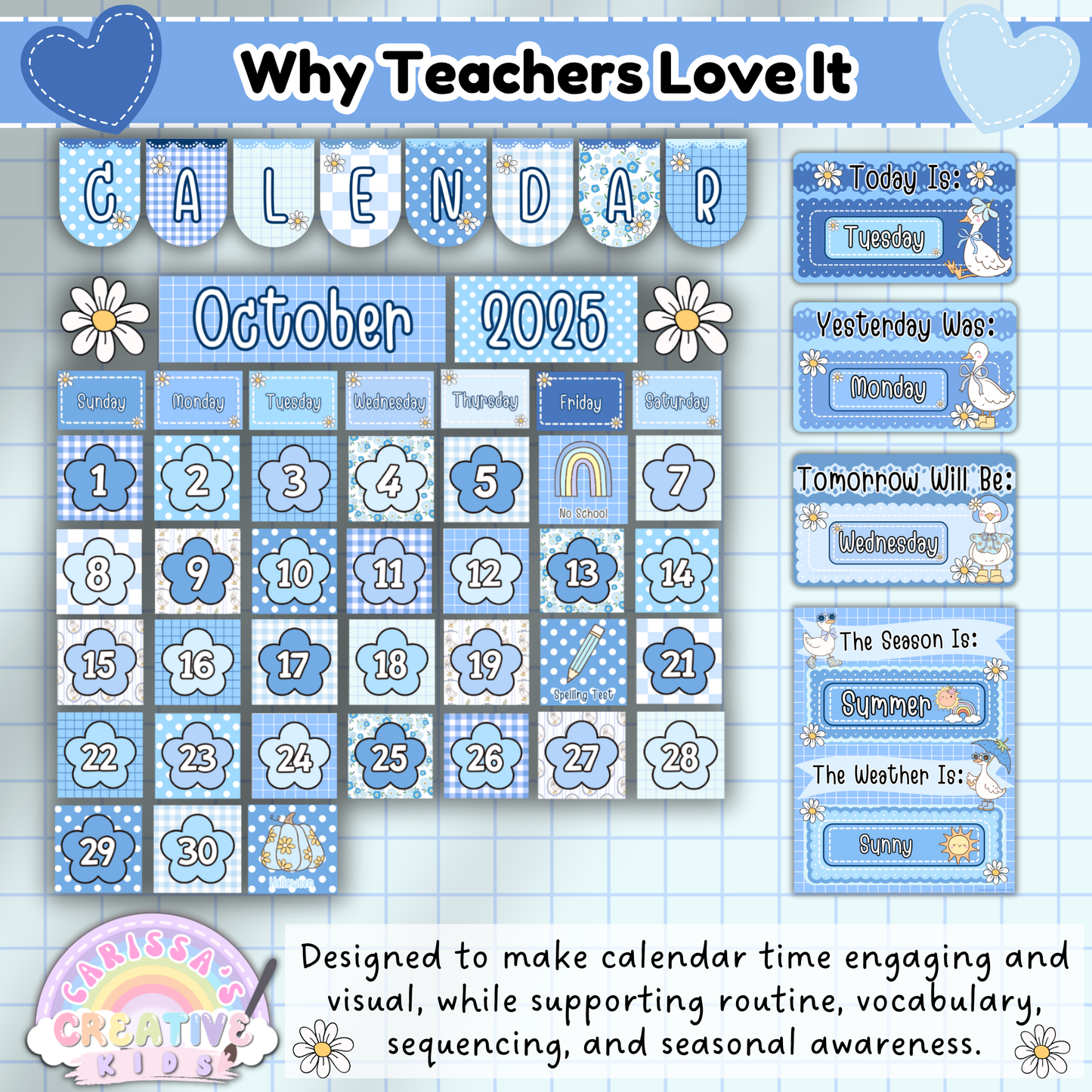 Silly Goose Classroom Calendar – Editable Preschool & Daycare Calendar Set