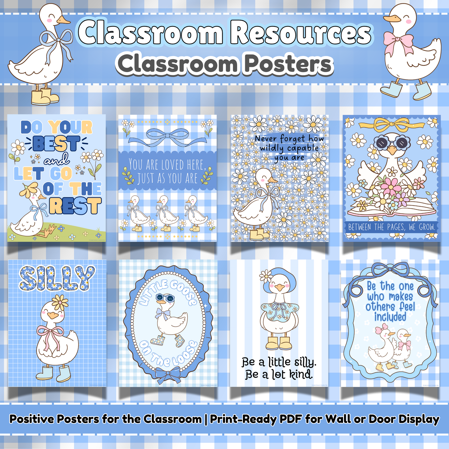 Silly Goose Classroom Posters – Printable Educational Wall Art for Kids, Preschool, and Daycare Decor