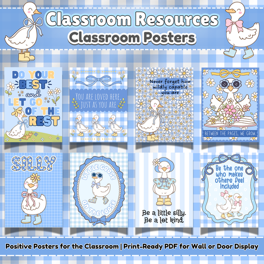 Silly Goose Classroom Posters – Printable Educational Wall Art for Kids, Preschool, and Daycare Decor