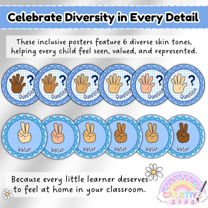 Celebrate classroom inclusivity with Silly Goose hand signal posters featuring six diverse skin tones. Designed to help every student feel seen, valued, and represented in your learning space.